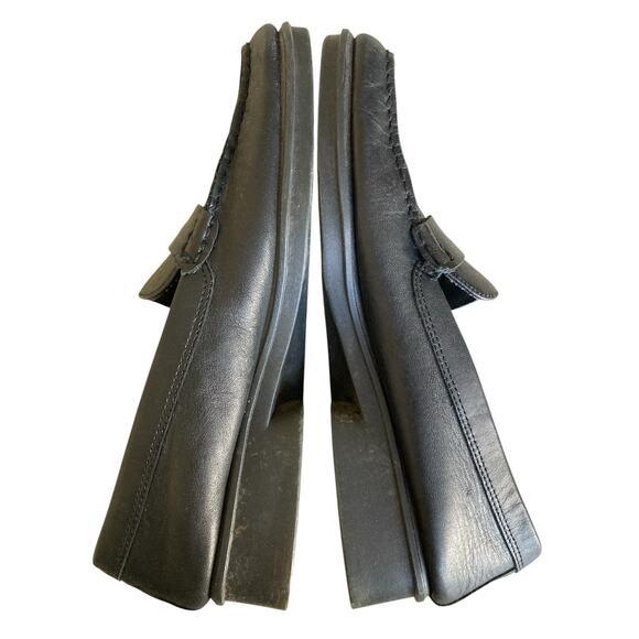 Vintage 90s Y2k What’s What Aerosoles Black Leather Square Toe Penny Loafers 7 - Picture 7 of 8